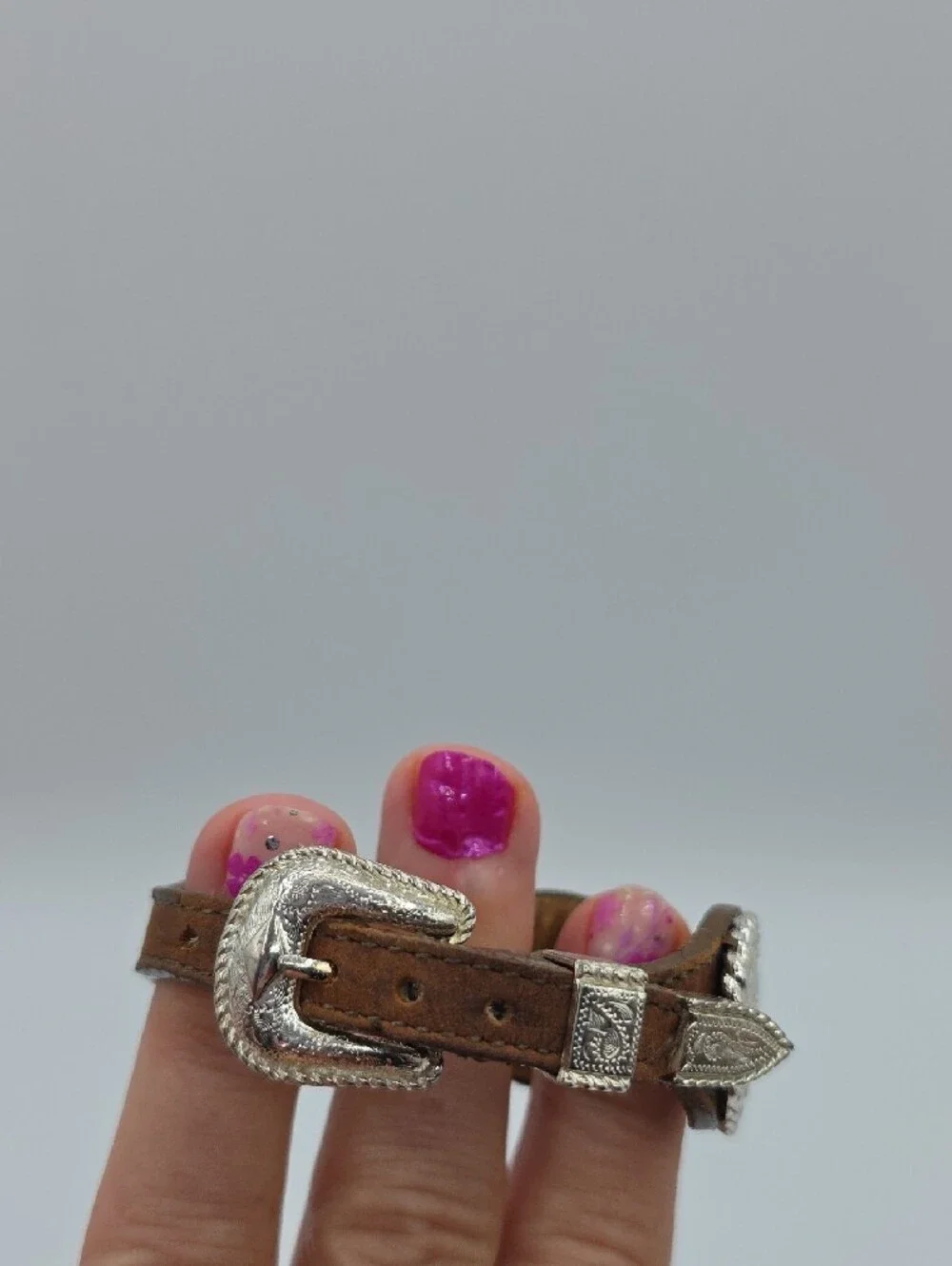 Brown Leather Bracelet with Silver Heart Conchos